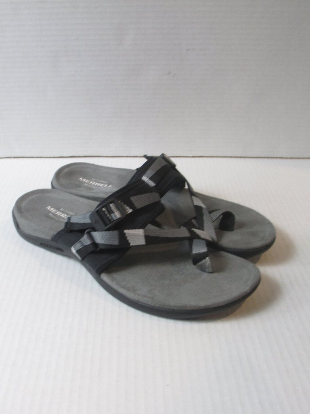 Merrell District 3 Wrap Web Slide Sandals J004750 Black Gray Womens Size 9